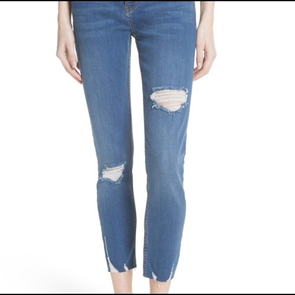 Free People Blue Distressed Skinny Jeans Size W29 Short - Picture 2 of 12